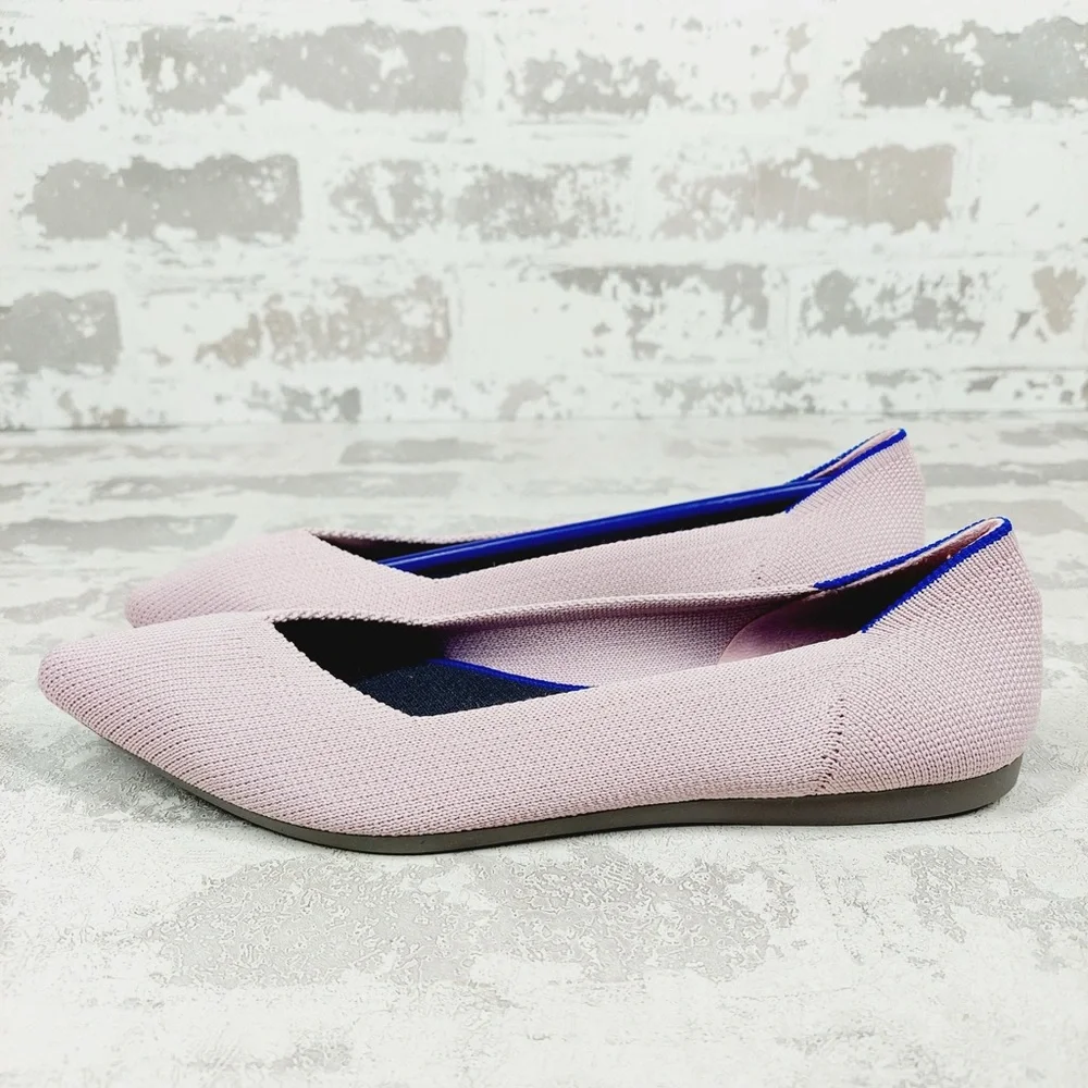 NEW Rothy's The Flat Pink Knit Pointy Toe Slip On Loafers O31